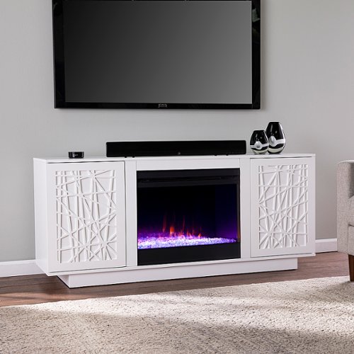 SEI Furniture - Delgrave Color Changing Fireplace w/ Media Storage - White finish