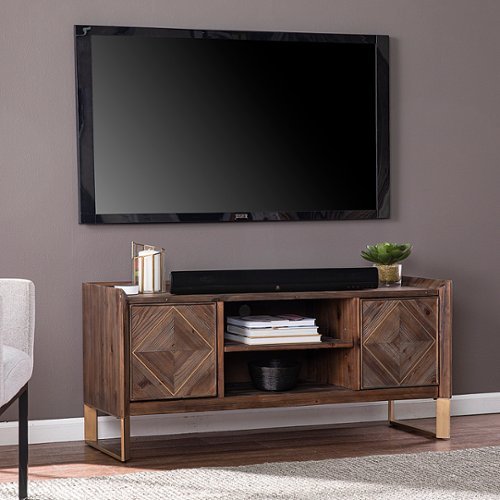 SEI Furniture - Astorland Reclaimed Wood Media Console - Reclaimed wood and antique brass finish