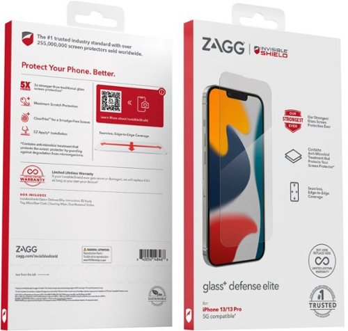 ZAGG InvisibleShield Glass+ Defense Elite Edge-to-Edge Impact & Scratch Screen Protector for Apple iPhone 13/13 Pro, 16e - Clear WORLDWIDE DELIVERY
