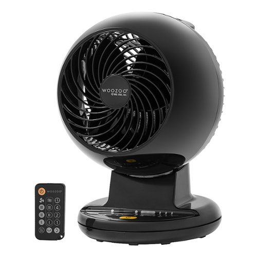 Woozoo - Compact Oscillating Air Circulator Fan with Remote - 3 Speed with Timer - Small Room 157 ft² - Black