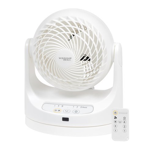 Woozoo - Oscillating Air Circulator Fan with Remote - 3 Speed with Timer - Small Room 157 ft² - White