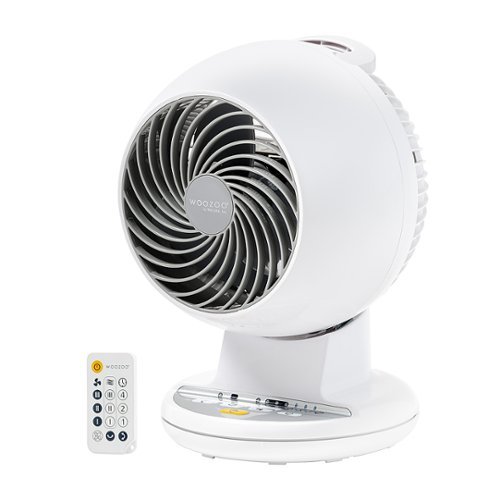 Woozoo - Compact Oscillating Air Circulator Fan with Remote - 3 Speed with Timer - Small Room 157 ft² - White