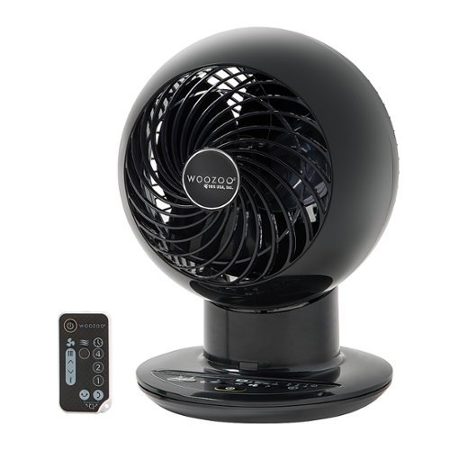 Woozoo - Compact Globe Oscillating Air Circulator Fan with Remote - 5 Speed with Timer - Medium Room 353 ft² - Black-Front_Standard 