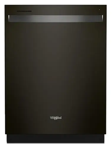 Front. Whirlpool - 24" Top Control Built-In Dishwasher with Stainless Steel Tub, Large Capacity & 3rd Rack, 47 dBA - Black Stainless Steel.