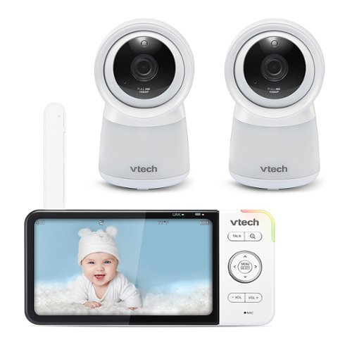 VTech 2 Camera 5” Smart Wi-Fi 1080p Video Monitor - White GLOBAL SHIPPING