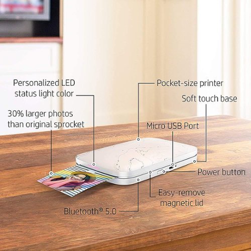 HP SPROCKET SELECT PORTABLE INSTANT PHOTO PRINTER COMPATIBLE WITH 2.3X3.4 ZINK PHOTO PAPER - GRAY WORLDWIDE DELIVERY