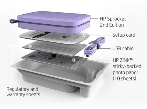 HP Sprocket Portable 2 x 3 Instant Photo Printer, Prints From iOS or Android Devices - Lilac BUY IN EUROPE