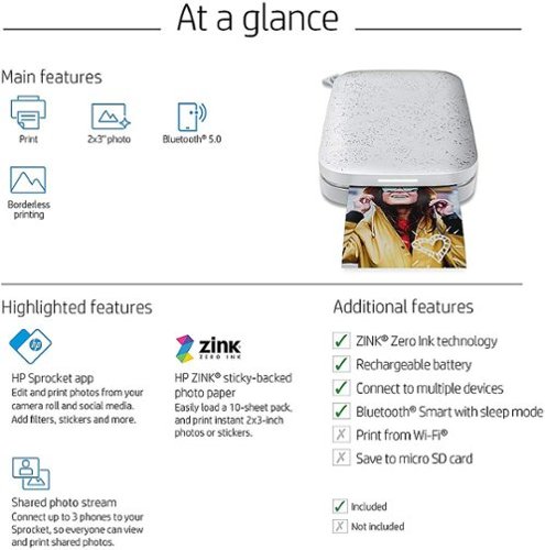 HP SPROCKET 2ND EDITION INSTANT PHOTO PRINTER - WHITE BUY ONLINE