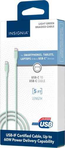 Insignia™ 5' USB-C to USB-C Charge-and-Sync Cable - Light Green GLOBAL SHIPPING