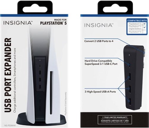 Insignia™ - USB 4 Port Expander for PlayStation 5 - Black-Alt_View_Standard_19 