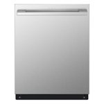 LG - STUDIO 24" Top Control Smart Built-In Stainless Steel Tub Dishwasher with 3rd Rack, QuadWash, True Steam and 40dBA - Stainless steel - Front_Standard