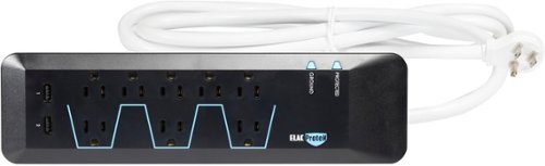 ELAC ProteK - 8 Outet Surge Protector with Dual USB - Black