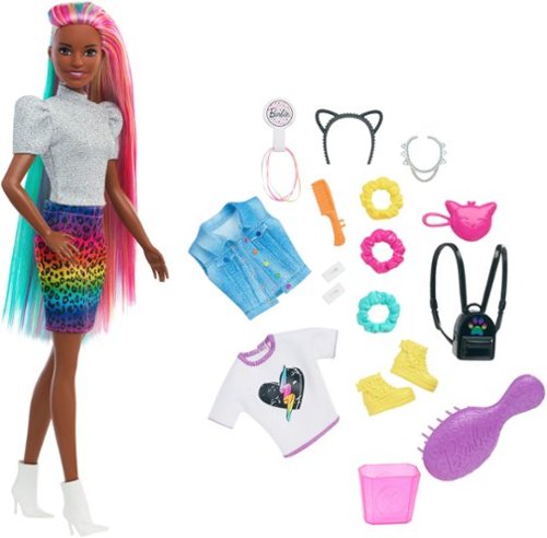Barbie - Leopard Rainbow Hair Doll - Brunette