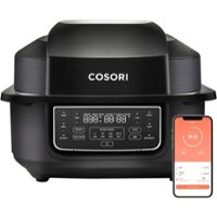 Cosori - Aeroblaze Smart Indoor 8-in-1 Grill with 6-qt Air Grill, Crisp, Dehydrate, Broil, Roast, Bake - Black