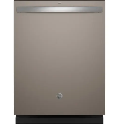 Front. GE - 24" Top Control Built-In Plastic Tub Dishwasher with 3rd Rack, Dry Boost and 50 dBA - Fingerprint Resistant Slate.