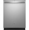 GE - 25" Top Control Smart Built-In Hybrid Tub Dishwasher with Sanitize Cycle and 50 dBA - Stainless Steel-Front_Standard