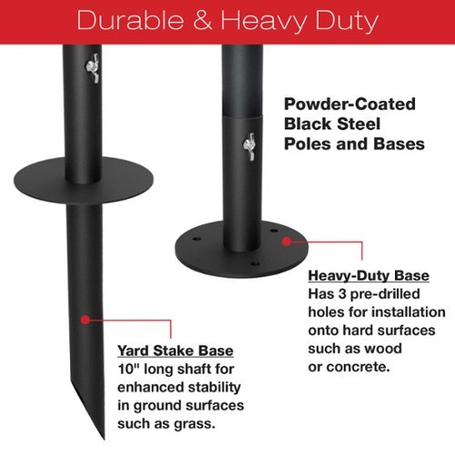 Image of Excello Global Products - Bistro String Light Poles - 2 Pack - Extends to 10 Feet - 50 Feet of String Lights Included