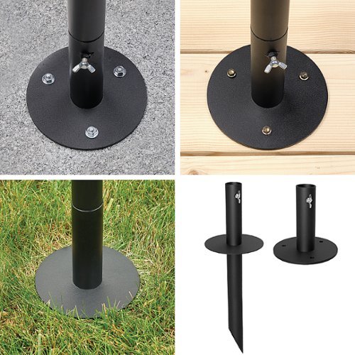 Excello Global Products Bistro String Light Pole - 1 Pack - Extends to 10 Feet - Universal Mounting Options - Black GLOBAL SHIPPING