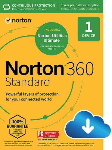  360 Standard with Norton Utilities Ultimate (1 Device) Antivirus Internet Security Software + VPN (1 Year Subscription) - Android, Mac OS, Windows, Apple iOS [Digital]