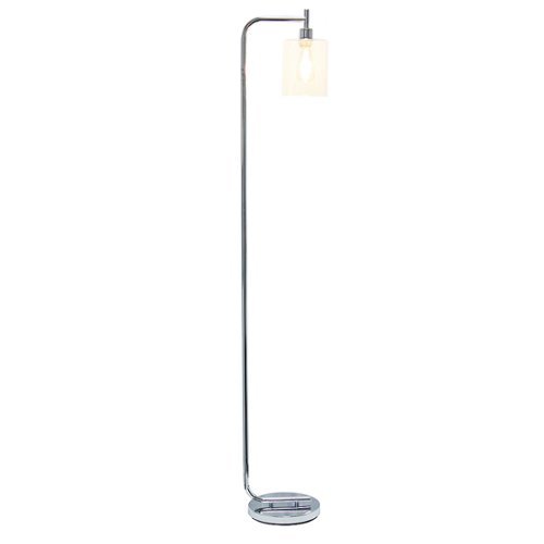 Simple Designs - Modern Iron Lantern Floor Lamp with Glass Shade - Chrome