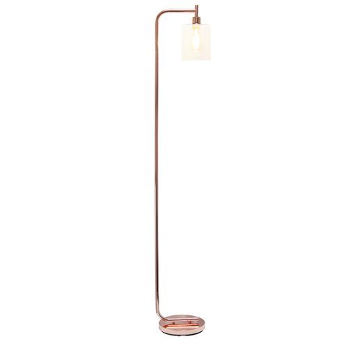 Simple Designs - Modern Iron Lantern Floor Lamp with Glass Shade - Rose Gold