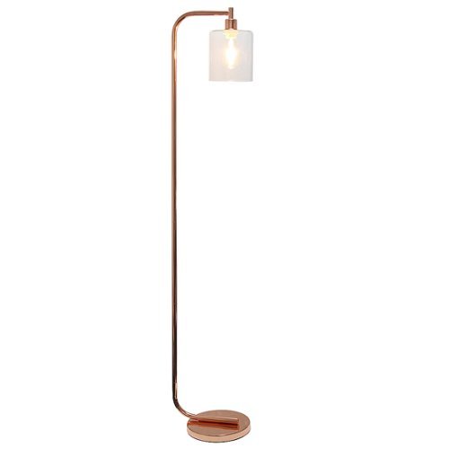 

Simple Designs - Antique Style Industrial Iron Lantern Floor Lamp with Glass Shade - Rose Gold