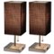 Simple Designs - Petite Stick Lamp with USB Charging Port and Fabric Shade 2 Pack Set - Brushed Nickel base/Black shade-Front_Standard