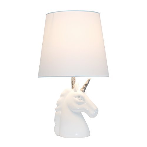 Simple Designs - Sparkling Silver and White Unicorn Table Lamp - Silver