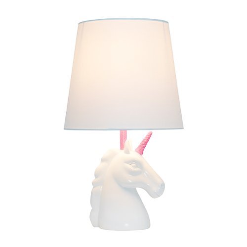 Simple Designs - Sparkling Pink and White Unicorn Table Lamp - Pink