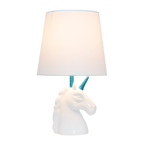 Simple Designs - Sparkling Blue and White Unicorn Table Lamp - Blue