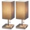 Simple Designs - Petite Stick Lamp with USB Charging Port and Fabric Shade 2 Pack Set - Brushed Nickel base/Gray shade-Front_Standard