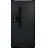 GE - 23.2 Cu. Ft. Side-by-Side Refrigerator with External Ice & Water Dispenser - High gloss black - Front_Standard