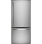 GE - 21.0 Cu. Ft. Bottom-Freezer Refrigerator - Fingerprint resistant stainless steel - Front_Standard