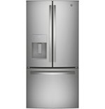 GE - 23.6 Cu. Ft. French Door Refrigerator - Stainless steel - Front_Standard
