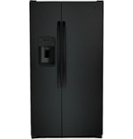 GE - 25.3 Cu. Ft. Side-by-Side Refrigerator with External Ice & Water Dispenser - High gloss black - Front_Standard