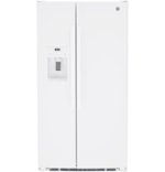 GE - 25.3 Cu. Ft. Side-by-Side Refrigerator with External Ice & Water Dispenser - High gloss white - Front_Standard