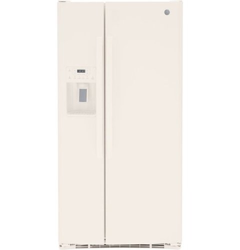 GE - 23.0 Cu. Ft. Side-by-Side Refrigerator with External Ice & Water Dispenser - High-gloss bisque