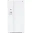Front. GE - 23.0 Cu. Ft. Side-by-Side Refrigerator with External Ice & Water Dispenser - High Gloss White.