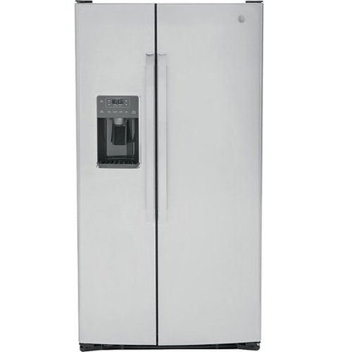 GE - 25.3 Cu. Ft. Side-by-Side Refrigerator with External Ice &amp; Water Dispenser - Stainless Steel