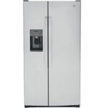 GE - 25.3 Cu. Ft. Side-by-Side Refrigerator with External Ice & Water Dispenser - Fingerprint resistant stainless steel - Front_Standard