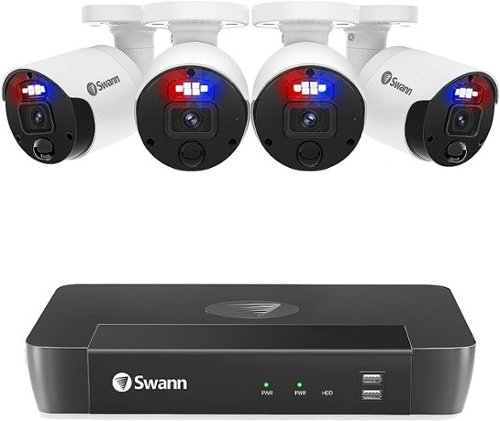  Swann Professional 8-Channel, 4-Bullet Camera 4K HD, Indoor/Outdoor PoE Wired 2TB HDD NVR Security Surveillance System - Black