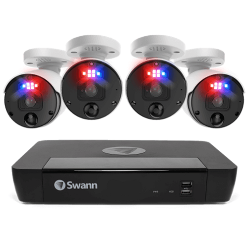  Swann - Professional 8-Channel, 4-Bullet Camera Indoor/Outdoor PoE Wired 4K UHD 2TB HDD NVR Security Surveillance System - White