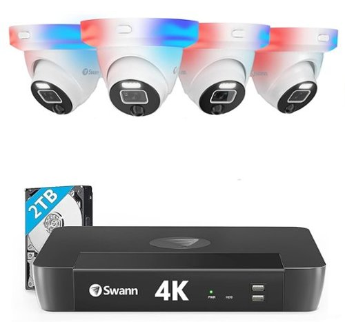 Swann - Pro Enforcer 8-Channel, 4-Dome & 2-Bullet Camera Indoor/Outdoor PoE Wired 4K UHD 2TB HDD NVR Security System - White