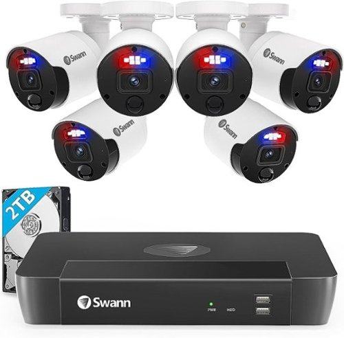 

Swann - Pro Enforcer 8-Channel, 6-Bullet Camera Indoor/Outdoor PoE Wired 4K UHD 2TB HDD NVR Security Surveillance System - White