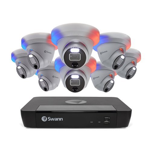 Swann - Pro Enforcer 8-Channel, 8-Dome Camera Indoor/Outdoor PoE Wired 4K UHD 2TB HDD NVR Security Surveillance System - White