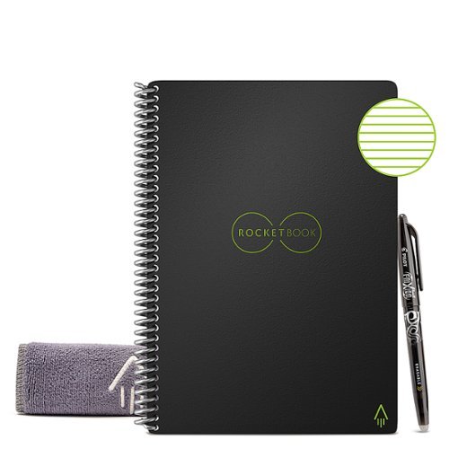 Rocketbook Core Smart Reusable Executive Size Notebook, 6" x 8-4/5", Line Ruled, 18 Sheets, Black