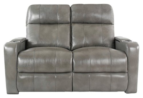 RowOne - Prestige 2-Chair Leather Power Recline Loveseat - Grey