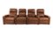 RowOne - Prestige Straight 4-Chair Leather Power Recline Home Theater Seating - Brown-Front_Standard