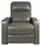 RowOne - Prestige Straight 2-Arm Leather Power Recline Home Theater Seating - Gray-Front_Standard
