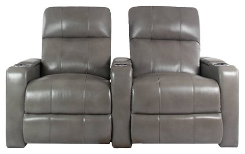 RowOne - Prestige Straight 2-Chair Leather Power Recline Home Theater Seating - Grey